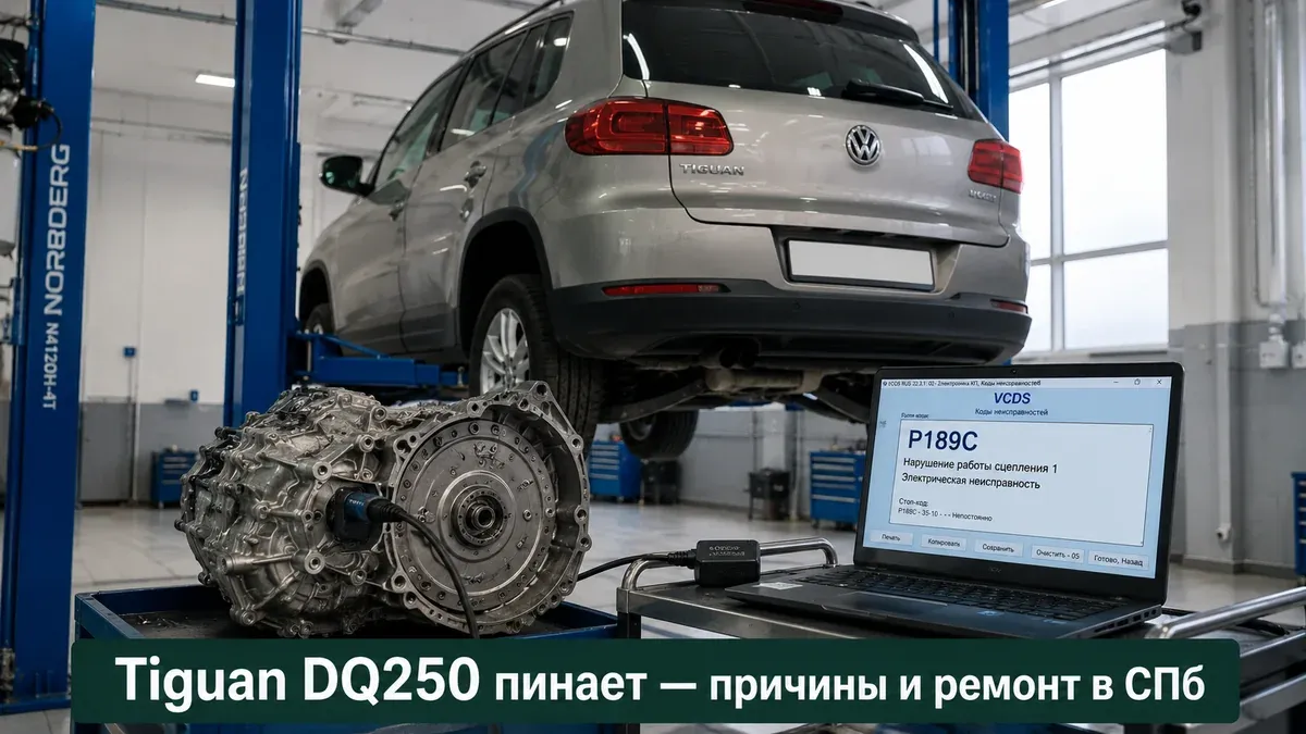 Пинает Volkswagen Tiguan с DSG DQ250: причины и ремонт в СПб