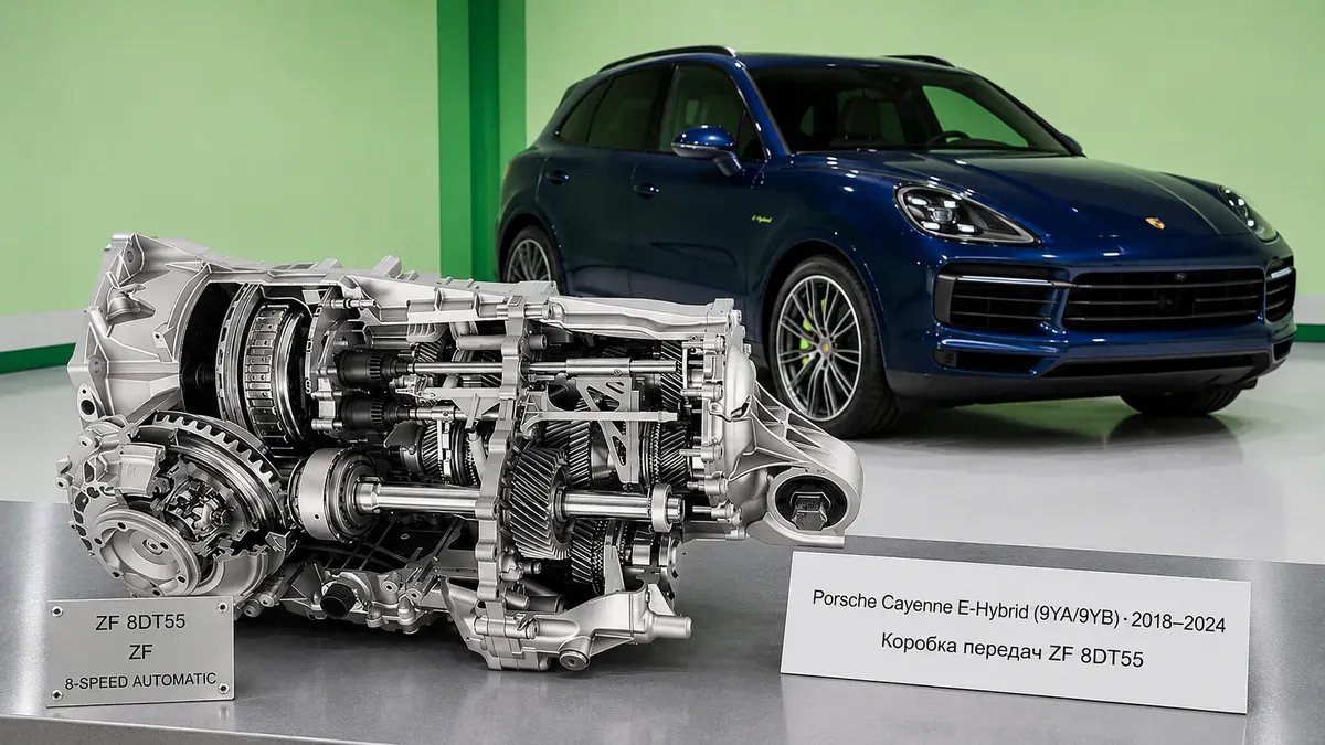 Ремонт КПП Porsche Cayenne E-Hybrid (9YA/9YB) | VIP АКПП Ремонт коробки передач Porsche Cayenne E-Hybrid (9YA/9YB) (2018–2024) в Санкт-Петербурге — ZF 8DT55 (PHEV), диагностика бесплатно, гарантия 12 месяцев
